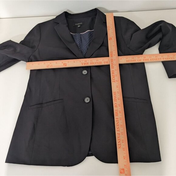 Talbots Blazer Womens Size 12 Black Wool Blend Working Cuffs 2 Button Jacket - Picture 9 of 11